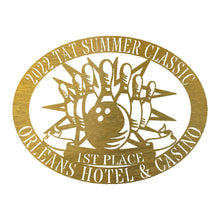 Load image into Gallery viewer, Stunning Bowling Trophy Award Appreciation Monogram Oval Plaque, Multi Sizes and Colors