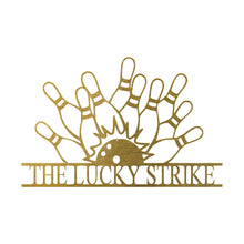 Load image into Gallery viewer, Ball & Pins Bowling Award - Appreciation - Monogram Sign, Precision Laser Cut, Multi Sizes & Colors