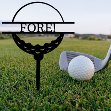 Load image into Gallery viewer, Golf Ball Yard Garden Stake Monogram or Street Address Numbers Steel Sign for Duffer Garden