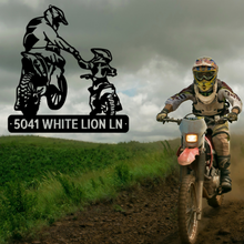 Load image into Gallery viewer, Parent & Child Motocross Dirt Bike Monogram Steel Sign, Multi Sizes & Colors