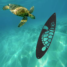 Load image into Gallery viewer, Swimming Sea Turtle Decorated Surfboard Wall Art Steel Plaque, Multi Colors & Sizes