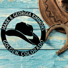 Load image into Gallery viewer, STYLIZED COWBOY HAT Monogram - Steel Sign, Multiple Sizes and Colors Available
