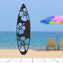 Load image into Gallery viewer, Tropical Hibiscus Surf Board Stock Wall Art, Multiple Colors and Sizes