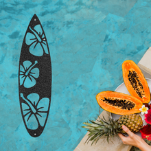 Load image into Gallery viewer, Tropical Hibiscus Surf Board Stock Wall Art, Multiple Colors and Sizes