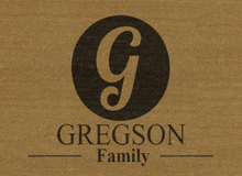 Load image into Gallery viewer, Circle Family Name Personalized Door Mat - Great Gift For New Homeowners -- Multiple Sizes