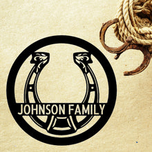 Load image into Gallery viewer, FANCY DETAILED HORSESHOE Monogram - Steel Sign, Multiple Sizes and Colors Available
