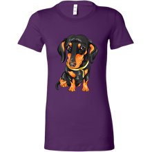Load image into Gallery viewer, Black & Tan Doxie Vector Rendering Women's T-Shirt, Multi Colors, Extended Sizes, Free Shipping