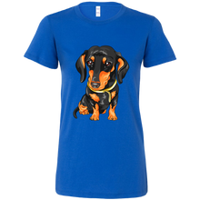 Load image into Gallery viewer, Black & Tan Doxie Vector Rendering Women's T-Shirt, Multi Colors, Extended Sizes, Free Shipping