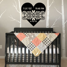 Load image into Gallery viewer, Baby Love Monogram - Powder Coated Steel Sign for Infant's Nursery Birth Stats Decor Wall Art