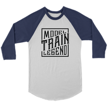 Load image into Gallery viewer, Model Train Legend - 3/4 Raglan Sleeve Unisex Shirt, Multiple Colors, Shipping Included