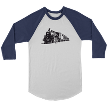 Load image into Gallery viewer, Locomotive Sketch Perspective - 3/4 Raglan Sleeve Unisex Shirt, Multiple Colors, Shipping Included