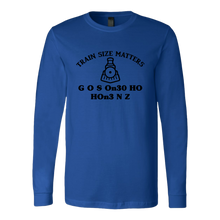 Load image into Gallery viewer, Train Size Matters Unisex Long Sleeve T-Shirt Extended Sizes Available Shipping Included