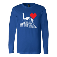 Load image into Gallery viewer, I Love Trains - Unisex Long Sleeve T-Shirt, Multi Colors, Extended Sizes, Shipping Included