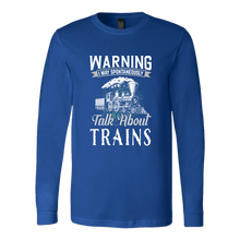 Load image into Gallery viewer, May Spontaneously Talk About Trains - Unisex Long Sleeve T-Shirt, Multi Colors, Extended Sizes, Shipping Included