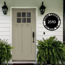 Load image into Gallery viewer, BOLD CONTEMPORARY CIRCLE Street Address Steel Sign, Multiple Colors & Sizes. Custom Laser Cut Name Sign