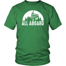 Load image into Gallery viewer, All Aboard Mens Unisex T-Shirt Mutiple Colors Extended Sizes Shipping Included