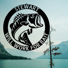 Load image into Gallery viewer, BASS Fishing Monogram - Steel Sign, Multiple Sizes and Colors Available