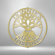 Load image into Gallery viewer, Cool Spooky Skull Tree of Doom Monogram - Steel Sign, Multi Sizes & Colors, Biker Motorcycle Man Cave