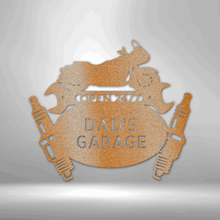 Load image into Gallery viewer, Cruiser Bike Motorcycle Monogram Steel Plaque, Mechanic Workshop Garage Sign Like Harley