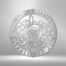 Load image into Gallery viewer, FLORAL RING Monogram - Steel Sign, Multiple Colors and Sizes Available