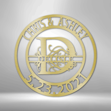 Load image into Gallery viewer, ELABORATE SPLIT LETTER Monogram/Family Name - Steel Sign, Multiple Colors and Sizes Available
