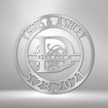 Load image into Gallery viewer, ELABORATE SPLIT LETTER Monogram/Family Name - Steel Sign, Multiple Colors and Sizes Available