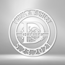 Load image into Gallery viewer, ELABORATE SPLIT LETTER Monogram/Family Name - Steel Sign, Multiple Colors and Sizes Available
