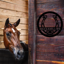 Load image into Gallery viewer, FANCY DETAILED HORSESHOE Monogram - Steel Sign, Multiple Sizes and Colors Available