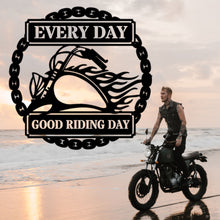 Load image into Gallery viewer, FLAMING MOTORCYCLE ROUND - Steel Sign, Multiple Sizes and Colors Available