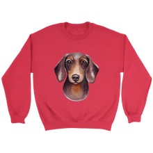 Load image into Gallery viewer, Doxie Head Watercolor Unisex Sweatshirt Multi Color Extended Sizes Free Shipping