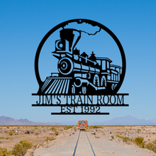 Load image into Gallery viewer, Steam Locomotive Monogram Steel Plaque, Multiple Sizes & Colors, Model Railroader or Train Fanatic