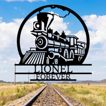 Load image into Gallery viewer, Steam Locomotive Monogram Steel Plaque, Multiple Sizes & Colors, Model Railroader or Train Fanatic