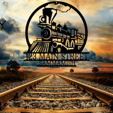 Load image into Gallery viewer, Steam Locomotive Monogram Steel Plaque, Multiple Sizes & Colors, Model Railroader or Train Fanatic