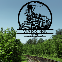 Load image into Gallery viewer, Steam Locomotive Monogram Steel Plaque, Multiple Sizes & Colors, Model Railroader or Train Fanatic