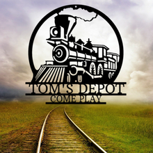Load image into Gallery viewer, Steam Locomotive Monogram Steel Plaque, Multiple Sizes & Colors, Model Railroader or Train Fanatic