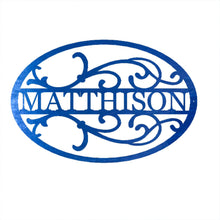 Load image into Gallery viewer, Oval Flourish Family Monogram, Laser Cut Steel Sign, Multi Sizes & Colors Available