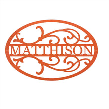Load image into Gallery viewer, Oval Flourish Family Monogram, Laser Cut Steel Sign, Multi Sizes & Colors Available