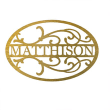 Load image into Gallery viewer, Oval Flourish Family Monogram, Laser Cut Steel Sign, Multi Sizes & Colors Available