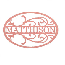 Load image into Gallery viewer, Oval Flourish Family Monogram, Laser Cut Steel Sign, Multi Sizes & Colors Available