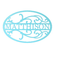 Load image into Gallery viewer, Oval Flourish Family Monogram, Laser Cut Steel Sign, Multi Sizes & Colors Available