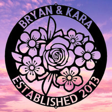 Load image into Gallery viewer, FLORAL RING Monogram - Steel Sign, Multiple Colors and Sizes Available