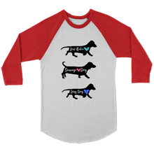 Load image into Gallery viewer, Doxie By Any Other Name - 3/4 Raglan Sleeve Unisex Shirt, Multiple Colors - Free Shipping