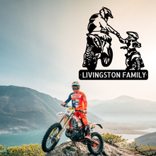 Load image into Gallery viewer, Parent & Child Motocross Dirt Bike Monogram Steel Sign, Multi Sizes & Colors