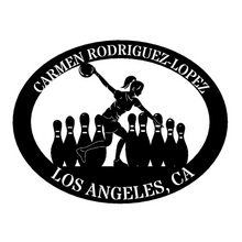 Load image into Gallery viewer, Oval Male/Female Bowler Unique Trophy, Sponsor Appreciation, Monogram Laser Cut Steel Sign, Multi Sizes & Colors