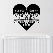 Load image into Gallery viewer, Baby Love Monogram - Powder Coated Steel Sign for Infant's Nursery Birth Stats Decor Wall Art