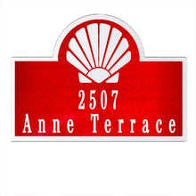 Load image into Gallery viewer, Seashell Address Sign, Laser Cut Steel Plaque for a Coastal Look - Multi Sizes and Colors