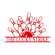 Load image into Gallery viewer, Ball & Pins Bowling Award - Appreciation - Monogram Sign, Precision Laser Cut, Multi Sizes & Colors