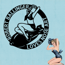 Load image into Gallery viewer, PINUP GIRL - Steel Sign, Multiple Sizes and Colors Available, Nose Art, WW II, Bombshell