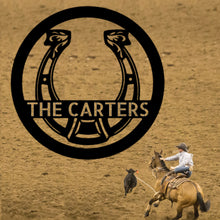 Load image into Gallery viewer, FANCY DETAILED HORSESHOE Monogram - Steel Sign, Multiple Sizes and Colors Available
