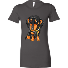 Load image into Gallery viewer, Black & Tan Doxie Vector Rendering Women's T-Shirt, Multi Colors, Extended Sizes, Free Shipping